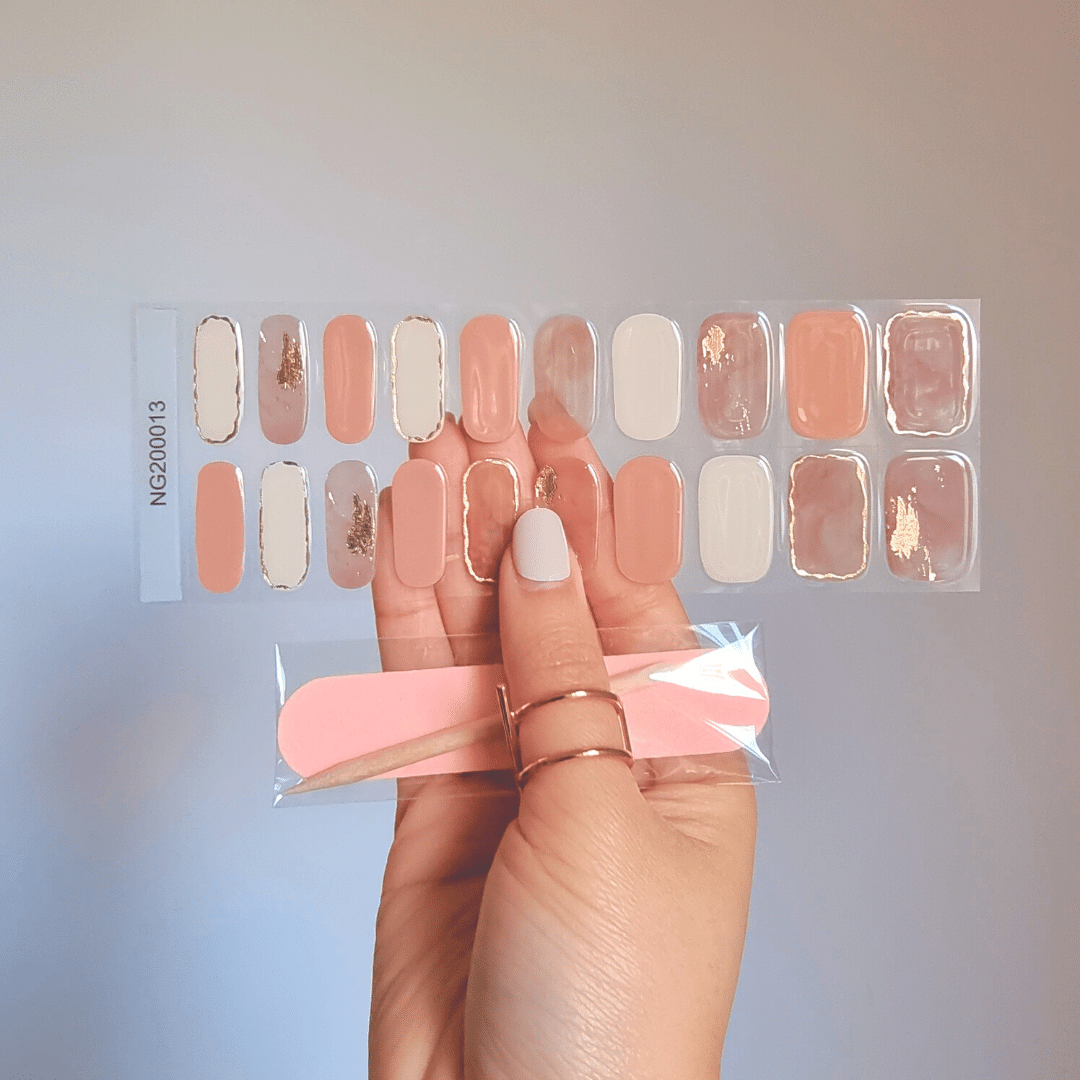 Gellae - Vente Nail Art/Autocollant pour les ongles - Kit d'autocollants à ongles en gel semi-durci French Marble Rose DIY1