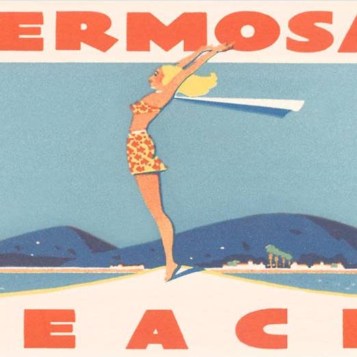 Art Print CA-1231 Hermosa Beach, Gymnast Posing for wholesale by Found Image Press