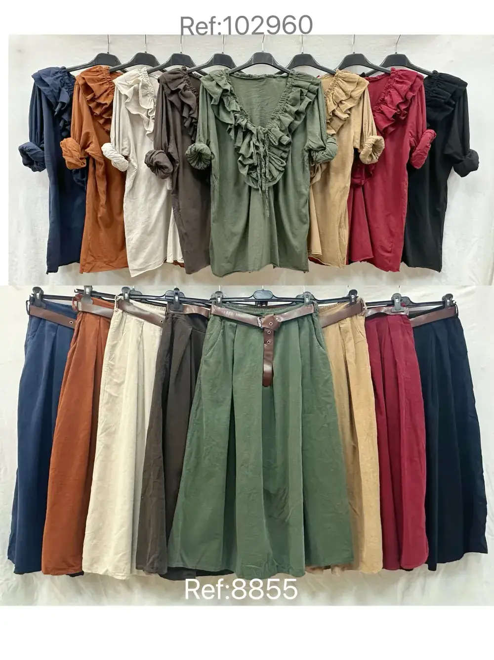 Mimi & Gogo - Wholesale Blouse - Women's - Cotton Velvet Ruffled Top @10296_HVFroufrou14