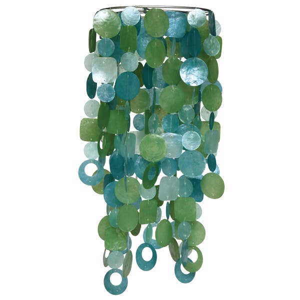 Capiz Chime Chandelier | Tide Pool Teal for wholesale by Balizen by zen zen garden home