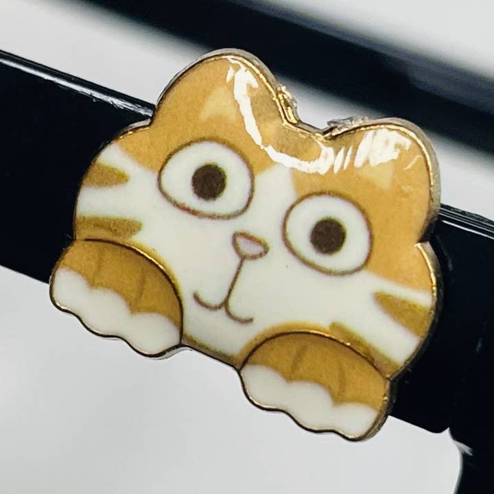 Orange and White Cat Head with Paws EyeDeco for wholesale by Cork and Charm
