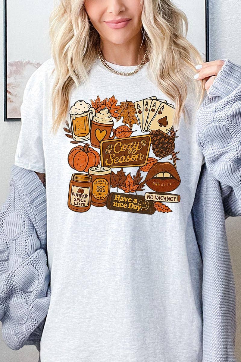 COLORBEAR - Wholesale T-Shirt (Graphic) - Women's - Retro Fall Collage Graphic Heavy Cotton Tee2