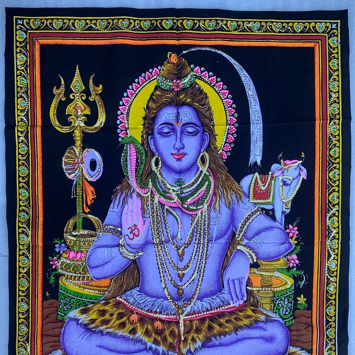 Tapisserie murale en tissu Shiva Yoga méditation 43 « x 30" pour la vente par Lungta Imports