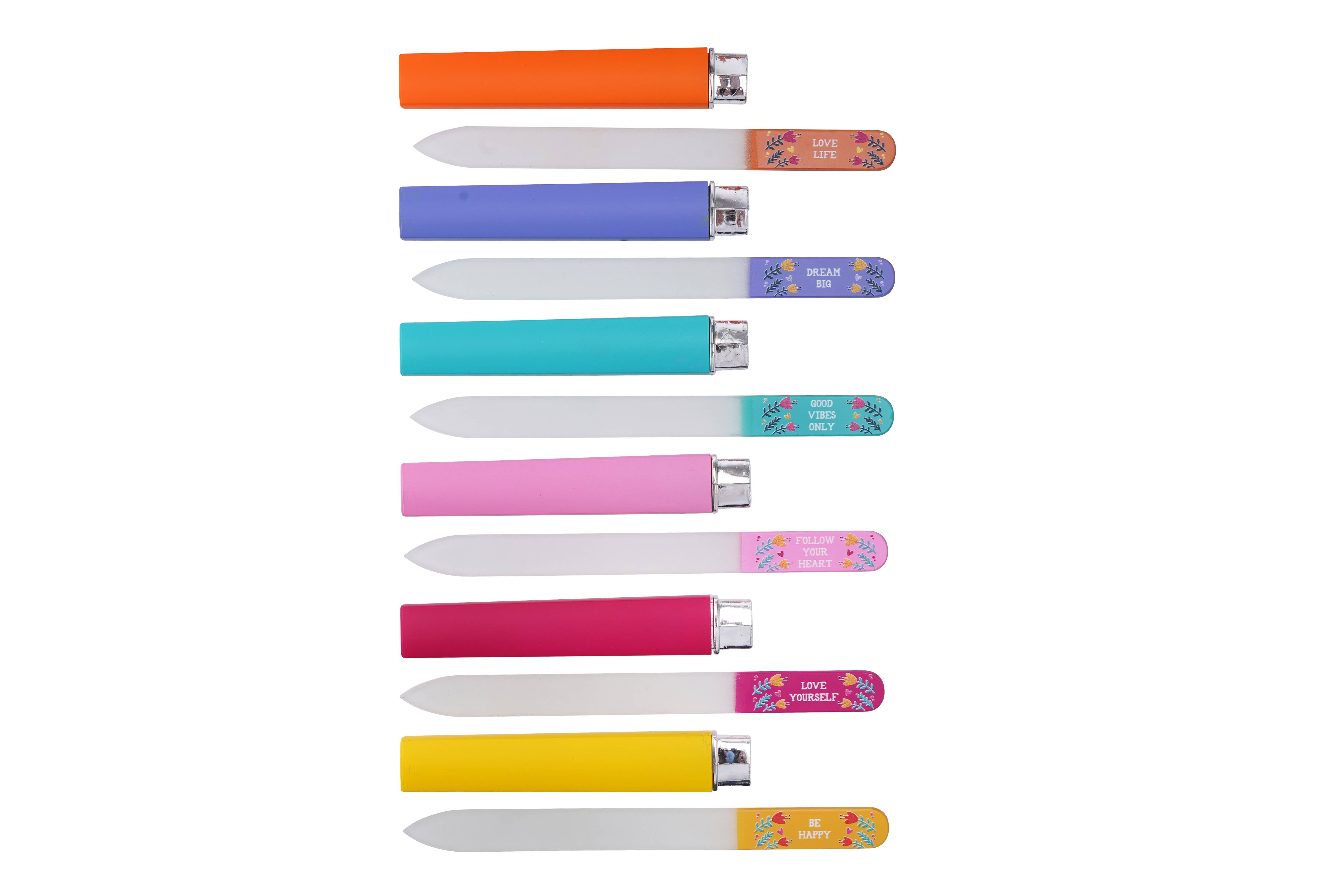 CGB Giftware – wholesale Retailer display – Beauty & wellness – Live Happy 6 Assorted Glass Nail Files In Display2