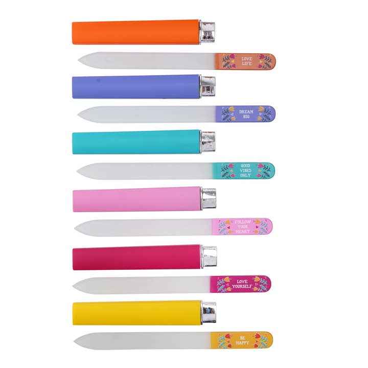 CGB Giftware - Wholesale Retailer Display - Beauty & Wellness - Live Happy 6 Assorted Glass Nail Files In Display2