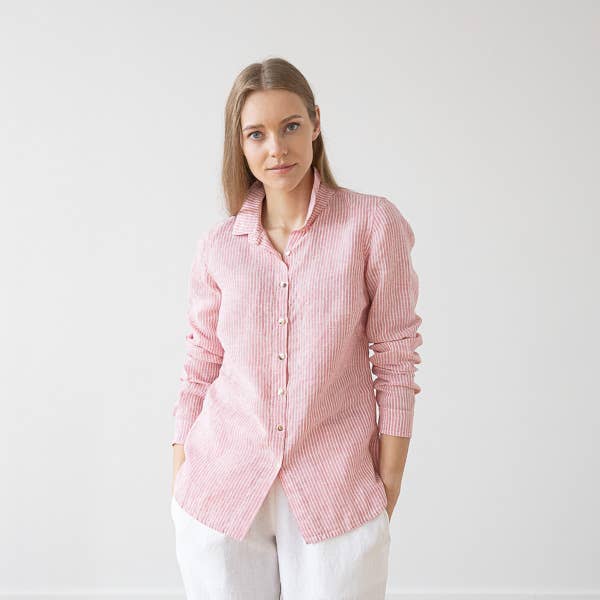 Linen Shirt Medium Stripe Rosa Ernesto for wholesale by LinenMe