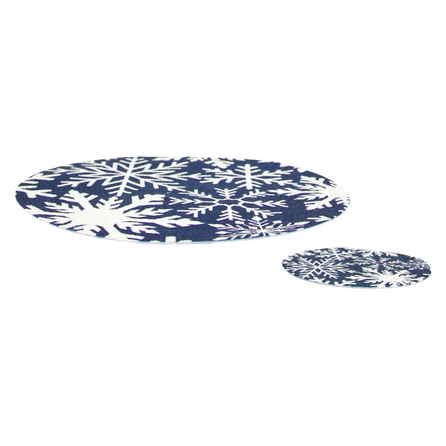 WT Collection - Vendita all'ingrosso Tovagliette - Set di 2 tovagliette fiocco di neve blu0