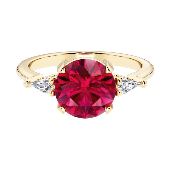 Anel de Ouro 14k com Rubi de 2,75 Ct e Diamante em Forma de Pipa por atacado de DV Custom Jewelry USA