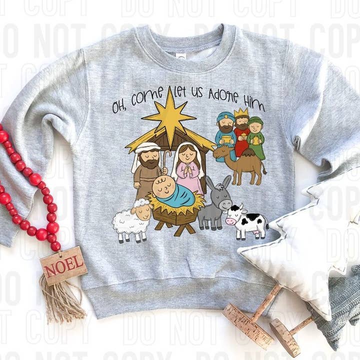Oh Come Let Us Adore Him DTF Transfer for wholesale by K and M Designs