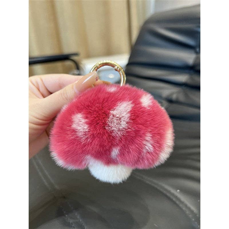 FurDecoration - Wholesale Keychain - Women's - Rex Rabbit Fur Mushroom Keychain - Adorable and Authentic8