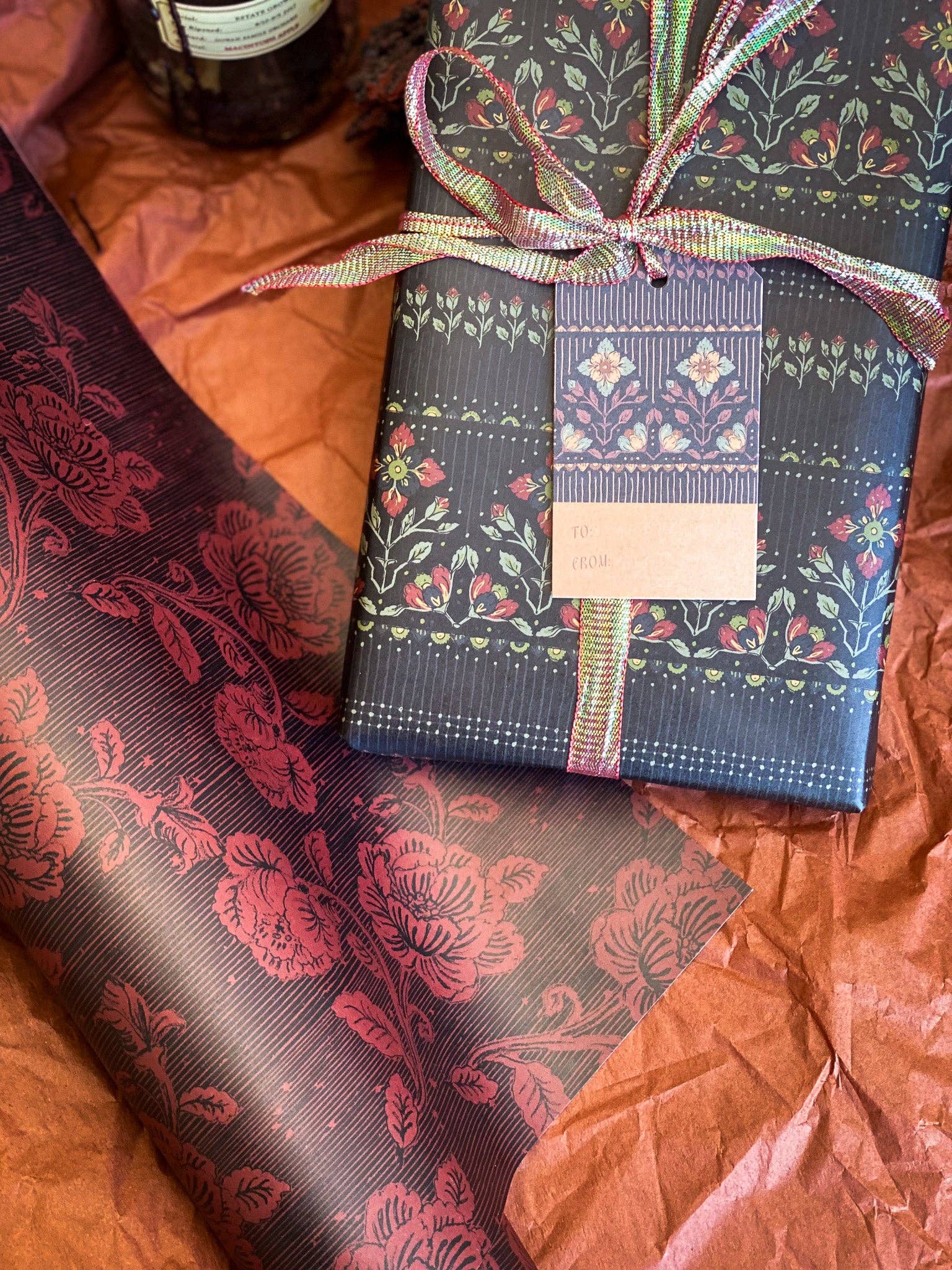 re:mused studio - Wholesale Flat Wrap - Midnight Blooms Gift Wrap Sheet-Double Sided12