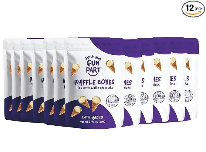 Just the Fun Part - Wholesale Chocolate - Just The Fun Part - White Chocolate Waffle Cones 2.47oz1