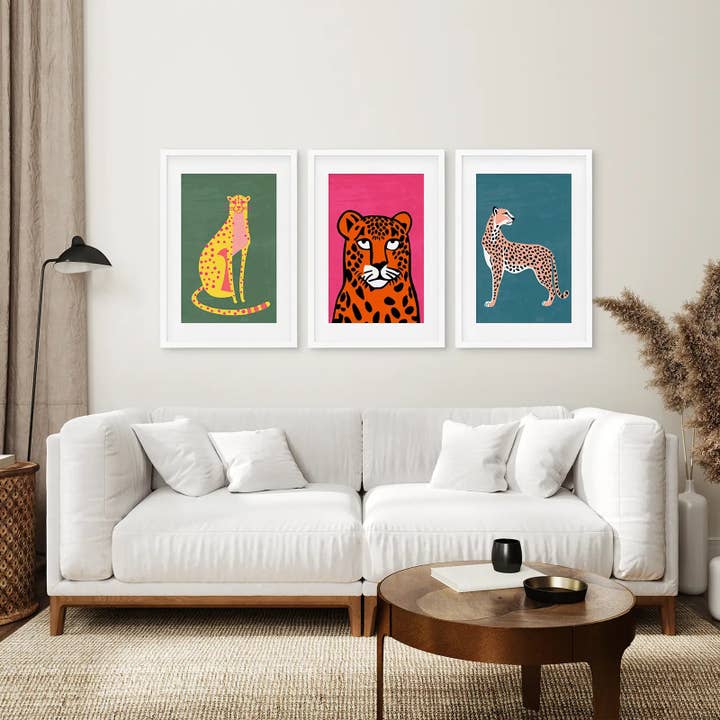 Art Lane - Wholesale Art Print - Cheetah Cat Art Print. Colorful Wall Art Decor