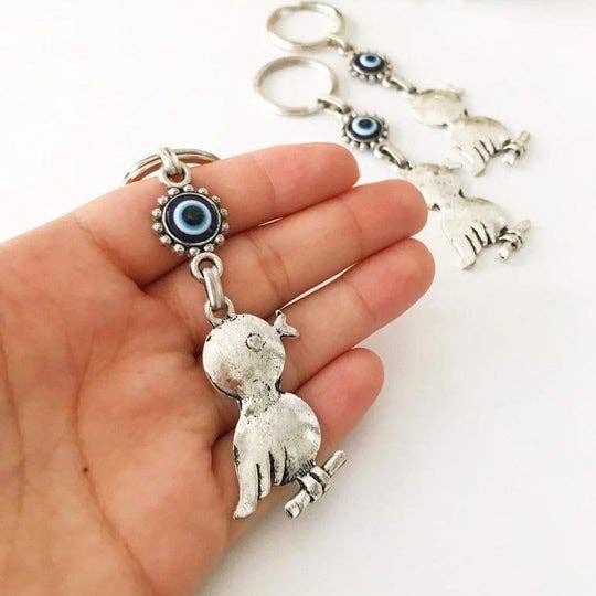 Silver Evileye Bird Keychain for wholesale by Evileyefavor