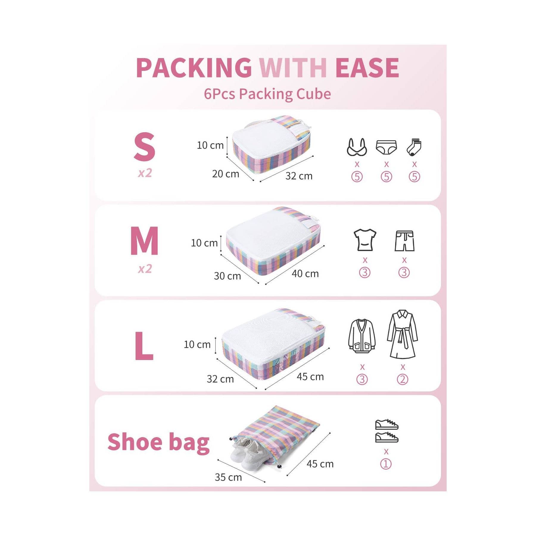 wandf – Engroshandel Pakkeemballage – 6 stk. kuffertorganisatorposer med mærke til rejsetilbehør54