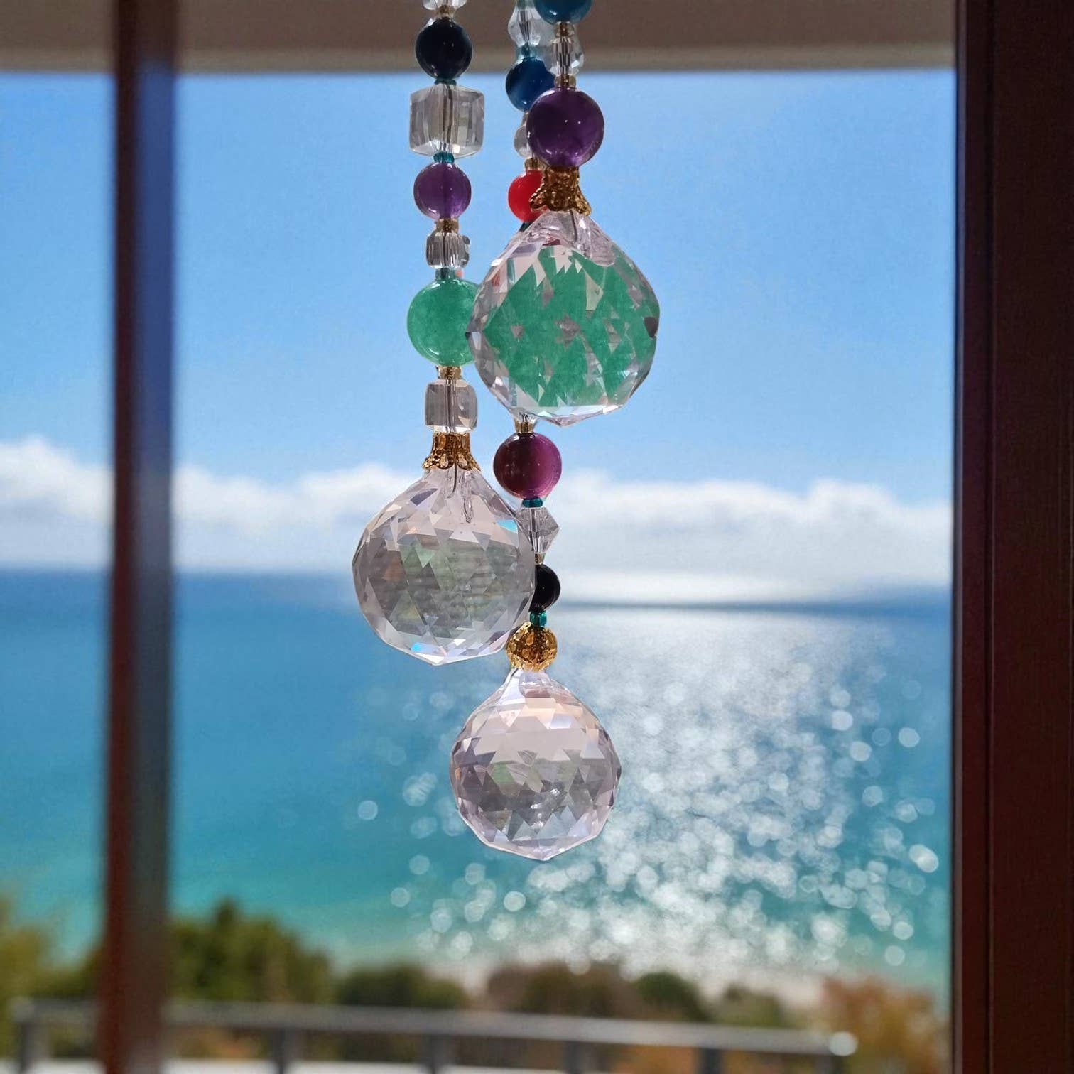Funky Aura Boutique - Wholesale Suncatcher - Sun Catcher, 7 Chakra Orgonite with Semiprecious Stones4