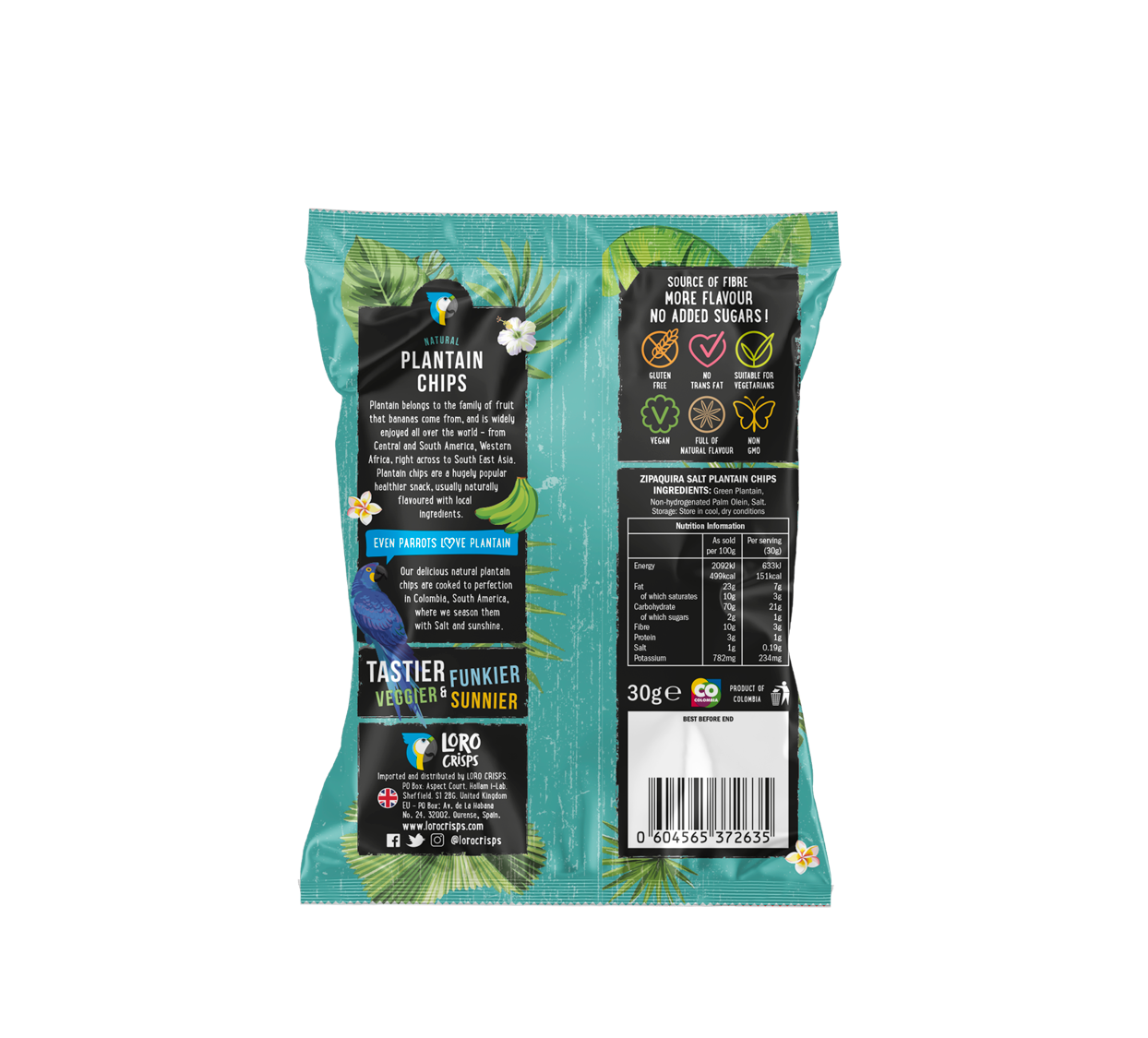 Loro Crisps – Engroshandel Chips – Loro Crisps grønne plantainchips med salt fra Zipaquira1