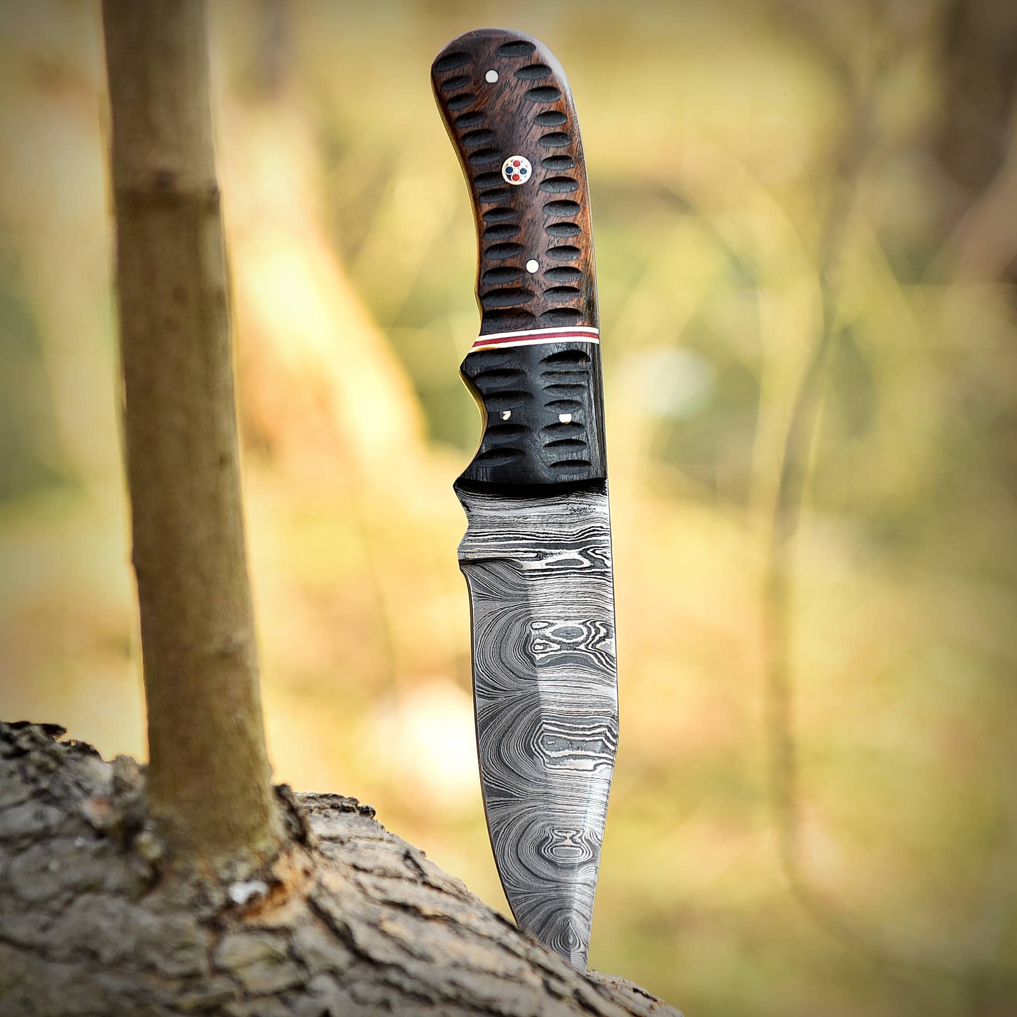 Deer Edge - Wholesale Pocket Knife/Holder - Damascus Steel Skinner Knife with Sheath - handmade7