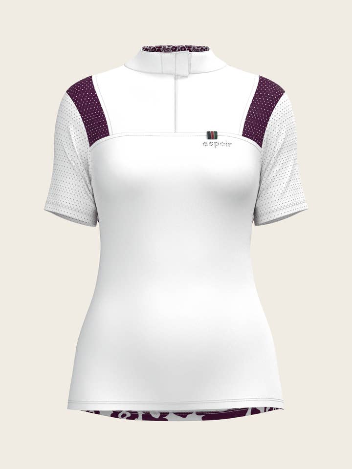 Espoir Equestrian - Wholesale Shirt - Women's - Espoir Mulberry ShortZip Sport ShowShirt Short Sleeve SF3028