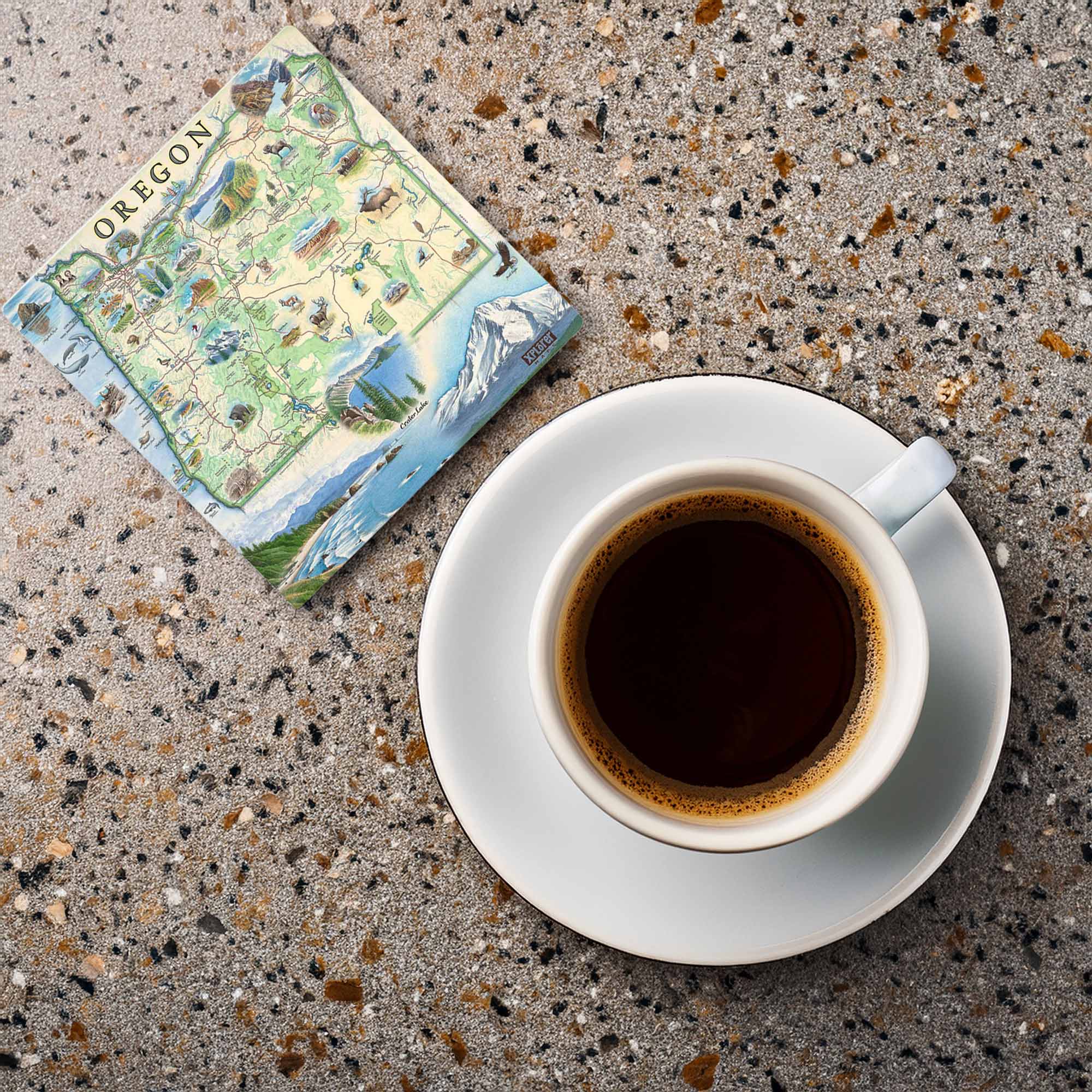 XPLORER MAPS – Engroshandel Bordskånere – Oregon State Illustreret Kort Keramisk Bordskåner1