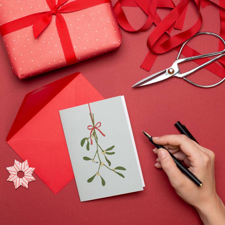 Biglietto natalizio Mint Mistletoe con busta per la vendita all'ingrosso da parte di My Pretty Circus