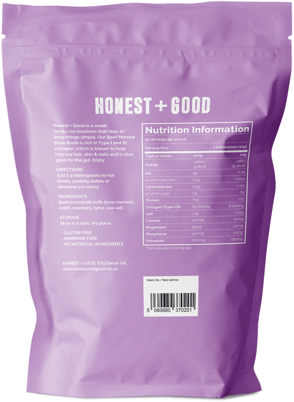 Honest + Good - Wholesale Broth - Beef Marrow Bone Broth (Grass-Fed) Aware Winning 20231