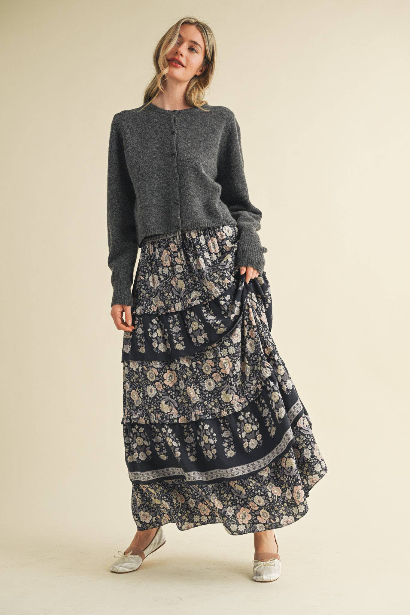 &MERCI - Wholesale Cardigan - Women's - LONG PUFF SLEEVE SWEATER CARDIGAN MSW1101825