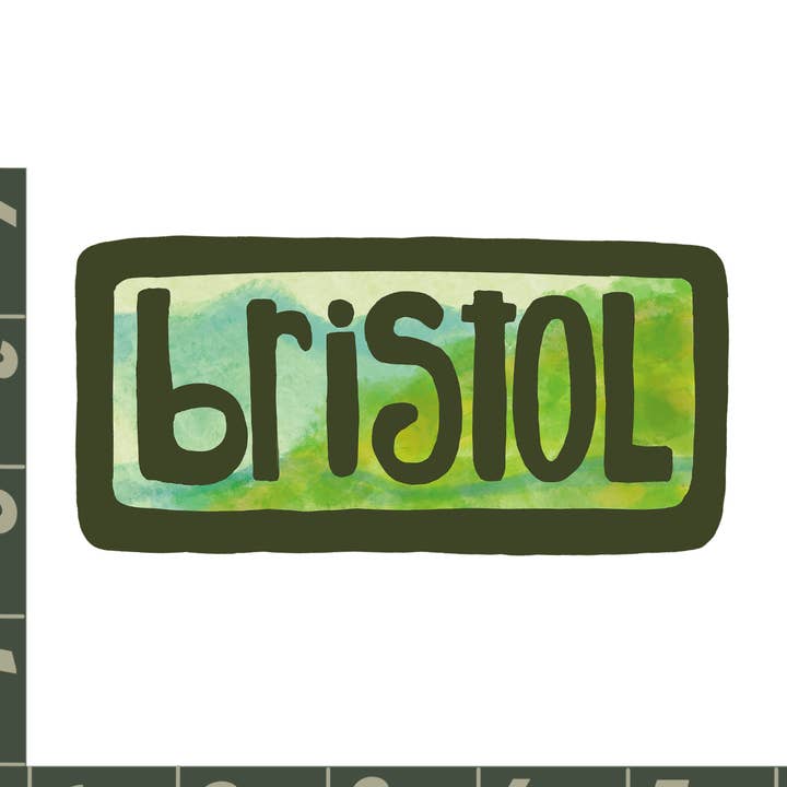 Destination : Bristol (Vermont) - aimant ou autocollant - montagnes pour la vente par Hudson Illustration Co - About Town Co