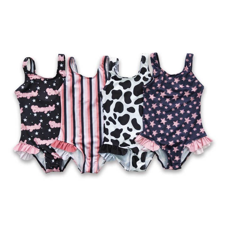 Sleeveless one pc baby girls summer lining swimwear for wholesale by Yawoo Garments