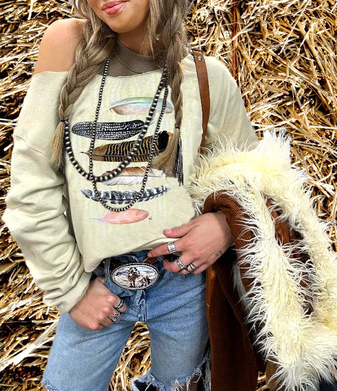 DOLLY ESTELLE - Wholesale Graphic Sweatshirt - Women's - Sweatshirt - Feathers