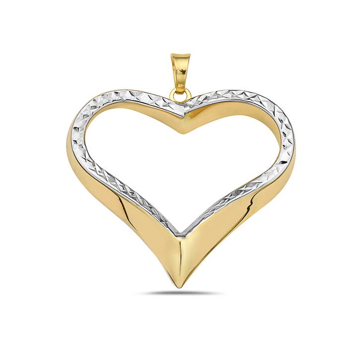 Pori Jewelry - Wholesale Individual Charm/Pendant - 14K Two Toned Gold Diamond Cut Heart Pendant