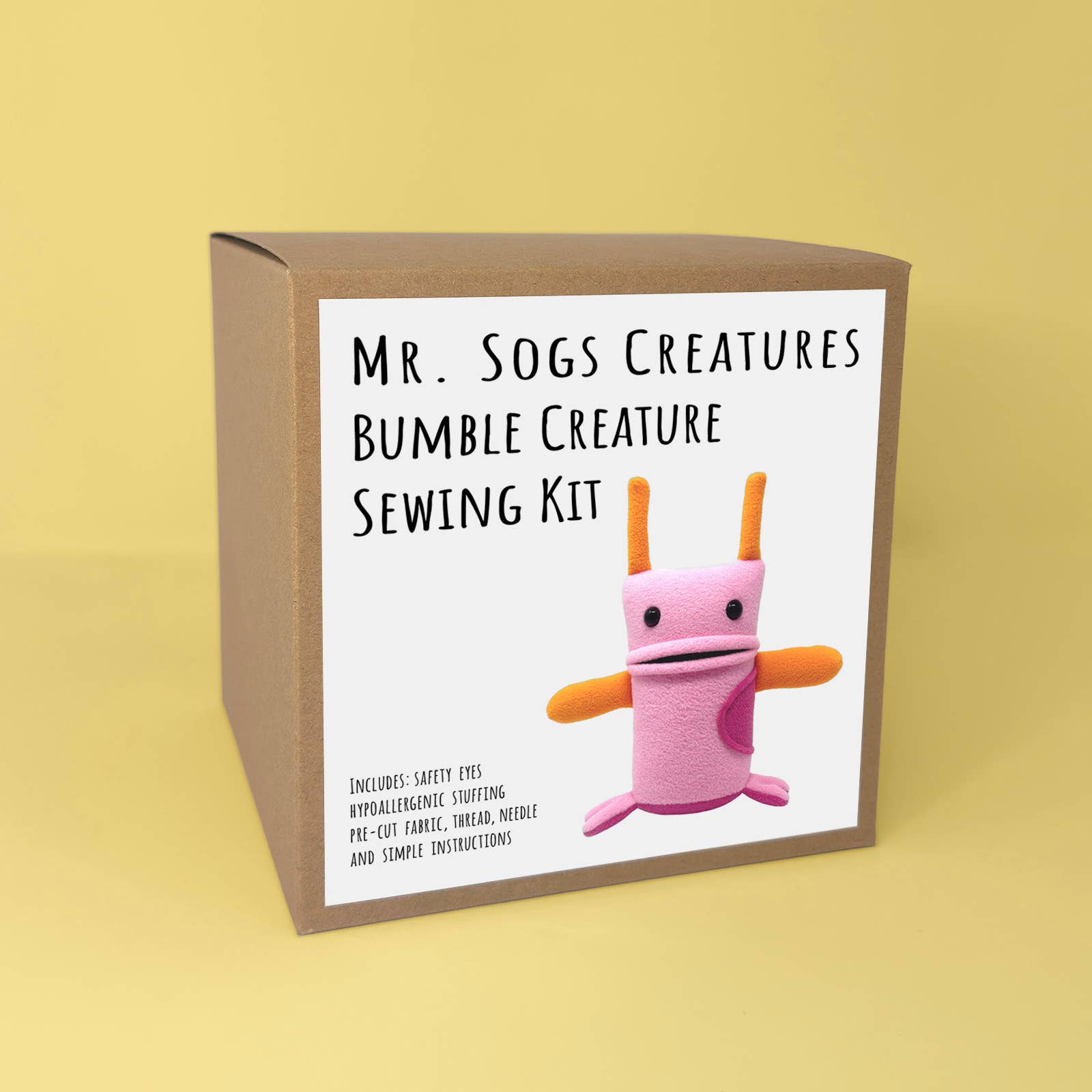 Mr. Sogs – Kit de artesanato DIY - Criança por atacado – Kit de Costura DIY de Peluche Criatura Bumble - Rosa