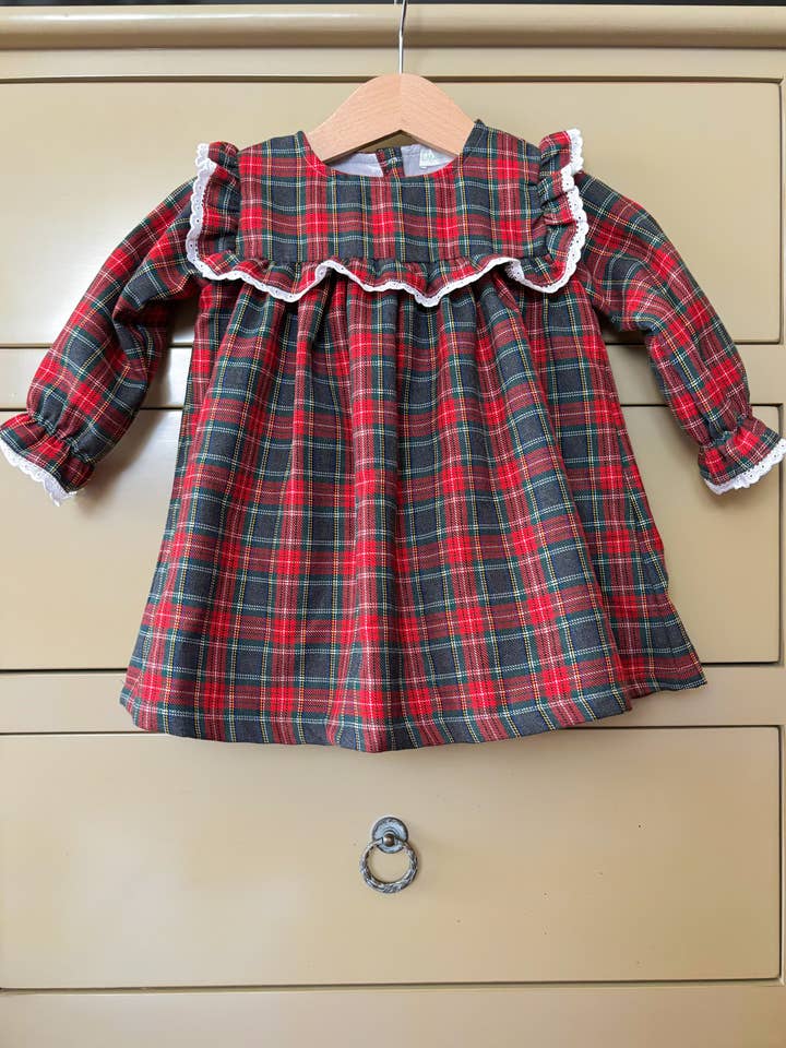 Grå og Rød Tartan Kjole for engroshandel hos Maria Jasmim Baby & Child