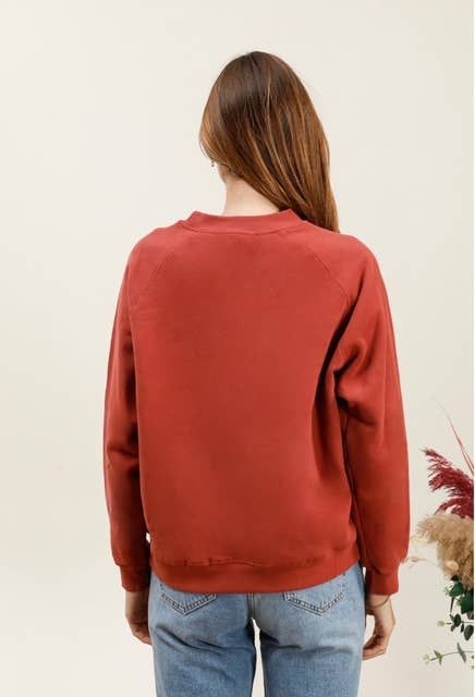 MOOYA - Wholesale Sweatshirt - Women's - Plain cotton sweatshirt with round neck embroidery HONEY - M2192