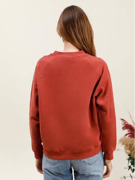 MOOYA - Wholesale Sweatshirt - Women's - Plain cotton sweatshirt with round neck embroidery HONEY - M2192
