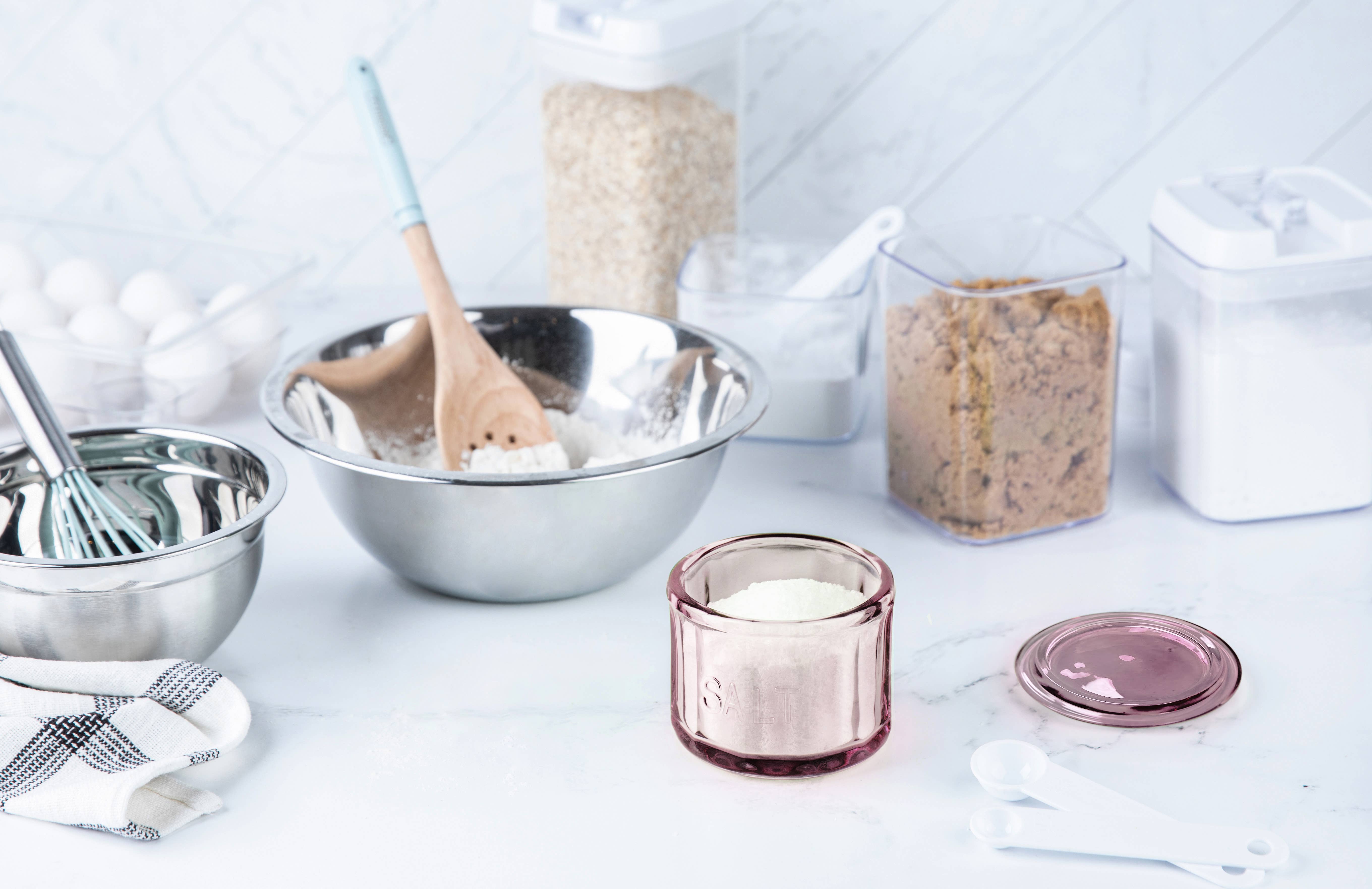 Kook - Wholesale Salt Mill - Kook Embossed Salt Cellar & Lid, Pressed Glass, 10 oz10