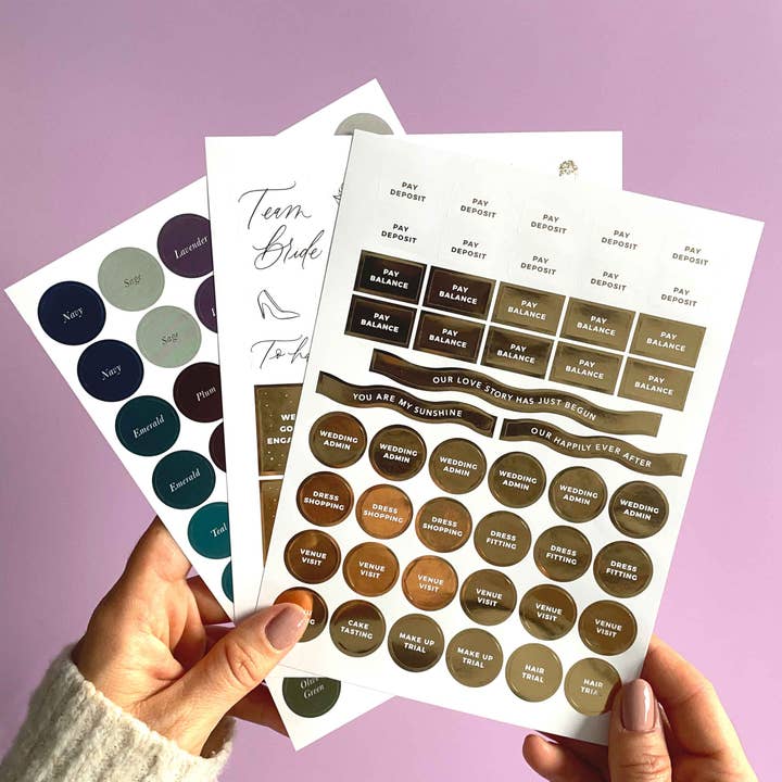 Blush And Gold – wholesale Klistermärke – Bröllopsdekaler 3 ark med guldfolie1