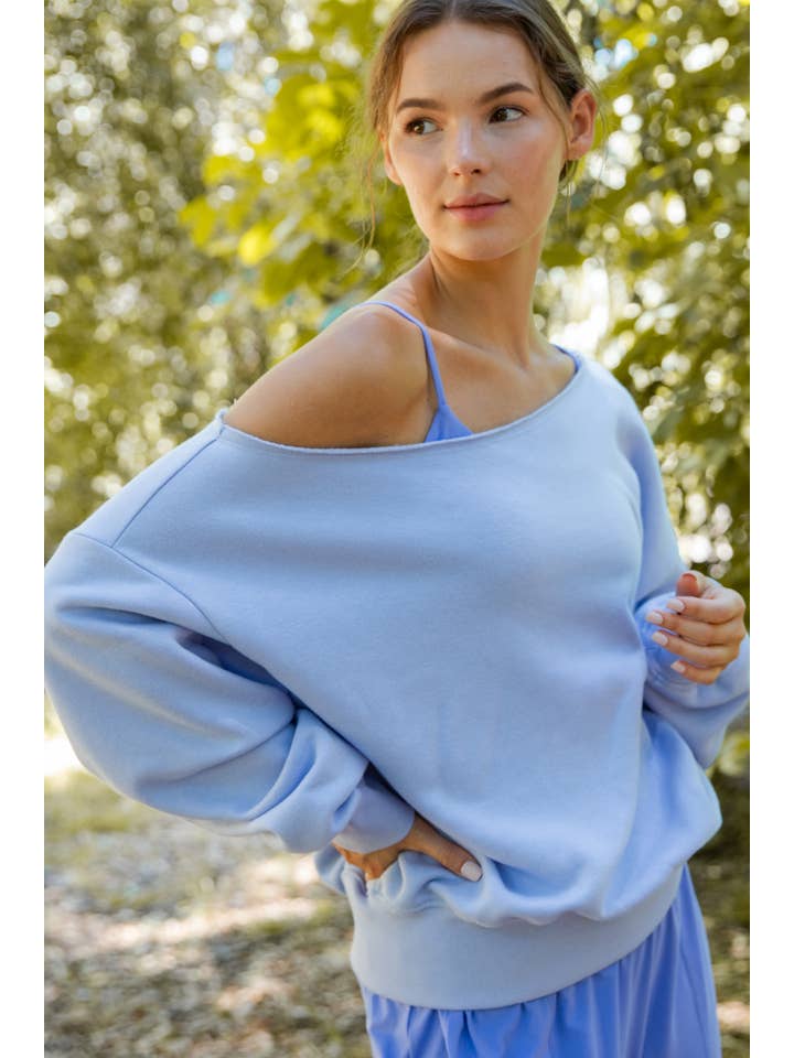 Rae Mode - Wholesale Sweatshirt - Women's - FRENCH TERRY FLEECE OFF SHOULDER SWEATSHIRT