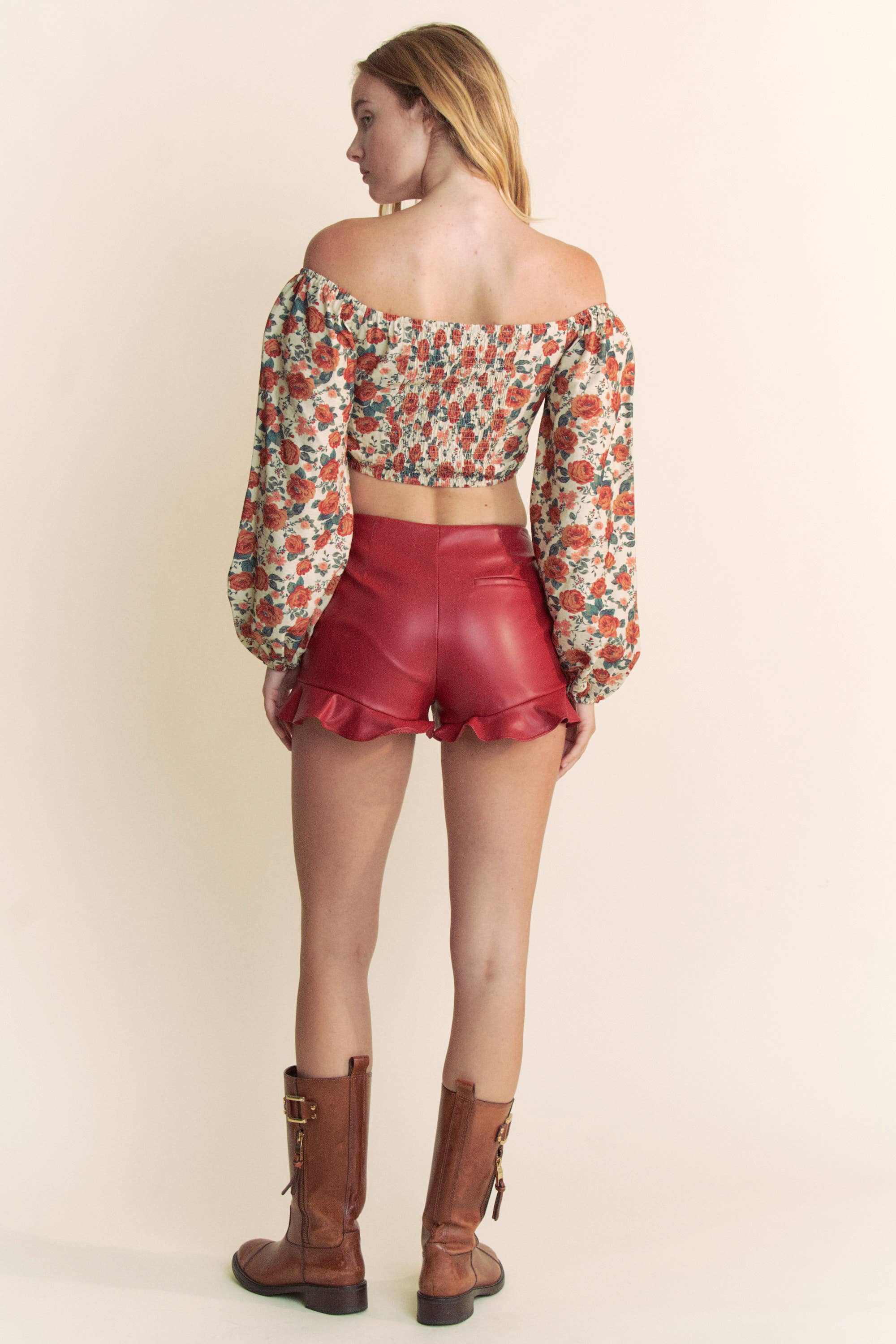 Taupe Multi OTTOMAN FLORAL PRINT LONG SLEEVE TOP for wholesale on Faire13