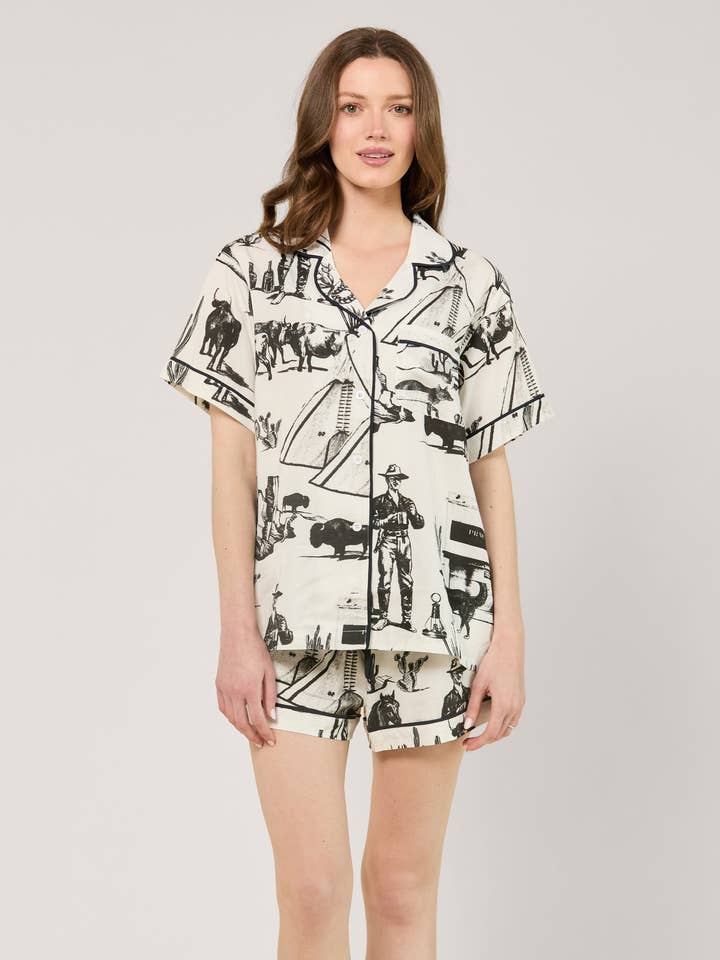 Ensemble de pyjama à short en toile Marfa pour la vente par Katie Kime