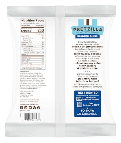 Shop The King - Vente Bretzels - Petits pains à hamburger bretzel moelleux Pretzilla, 363 g, 4 petits pains bretzel (lot de 12 paquets)1