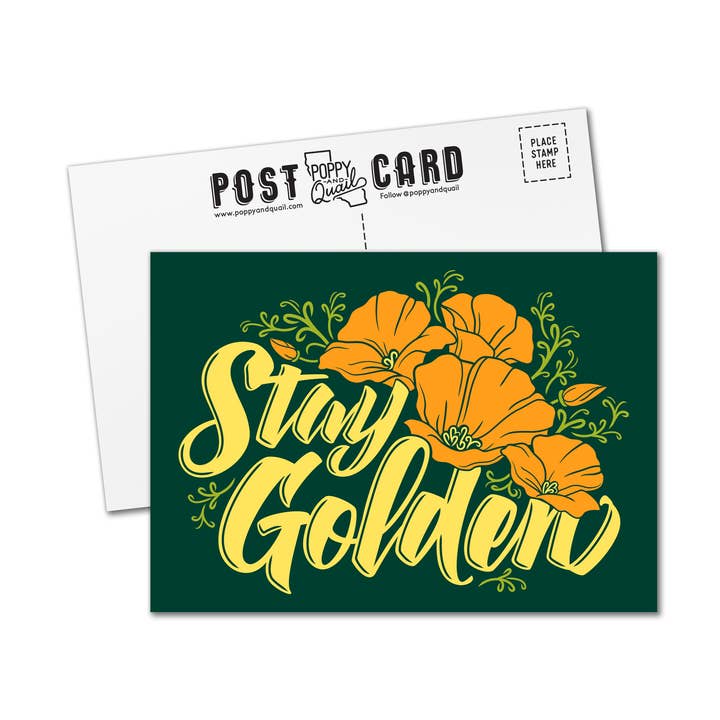 Stay Golden Postcards for wholesale by Poppy & Quail