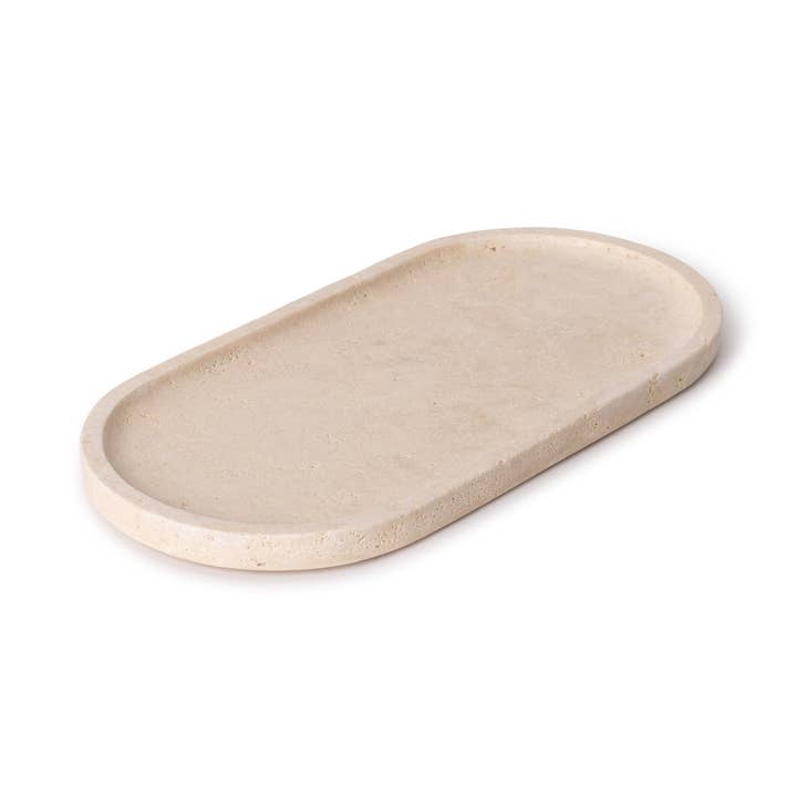 MOOISA - Wholesale Decorative Tray - Travertine oval tray 30x15cm0