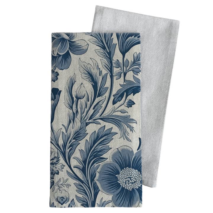 Porter Lane Home - Wholesale Tea Towel - Blue Floral Wallpaper Tea Towel