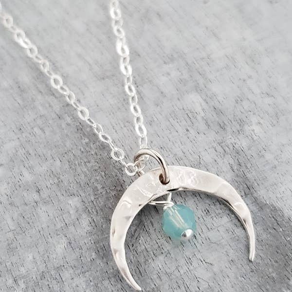 Sosie Designs - Wholesale Pendant/charm necklace - Silver Hammered Crescent Moon Necklace - Pacific Opal1