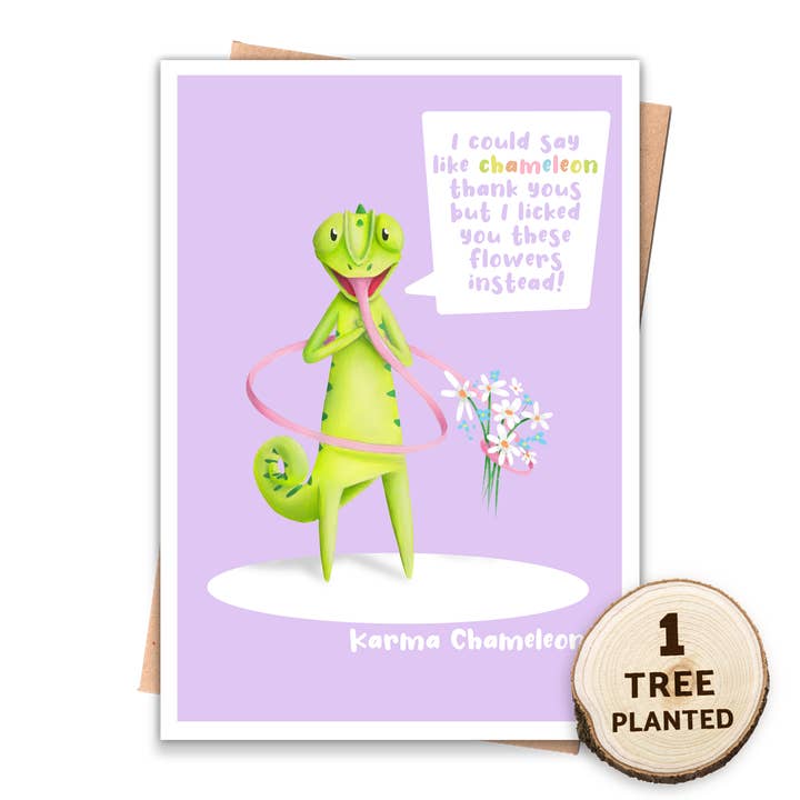 Eco Friendly Thank You Card & Flower Seeds. Karma Chameleon for wholesale by 1 Tree Cards