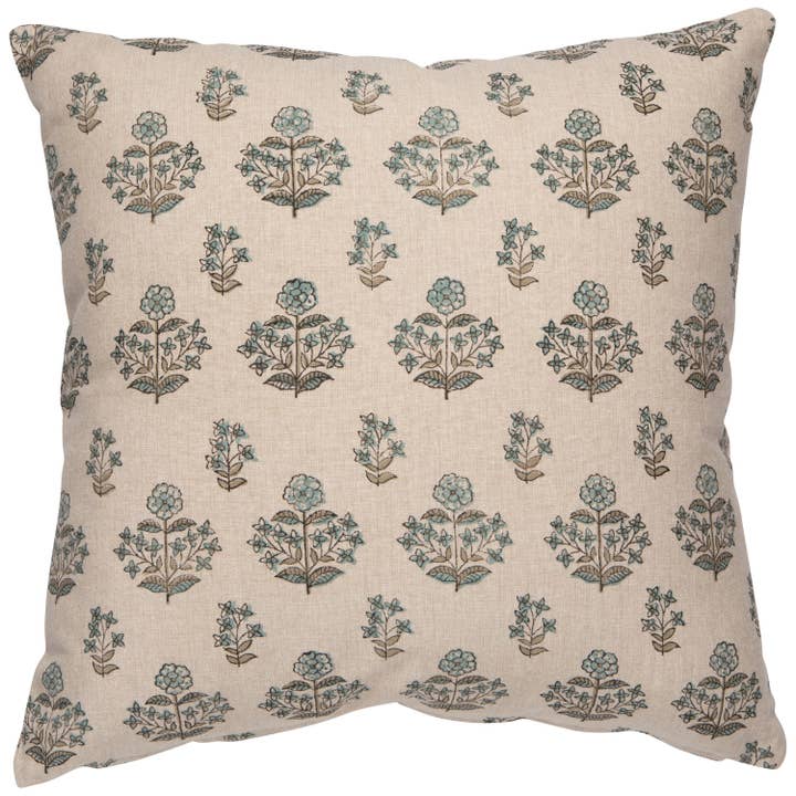 Salvia Block Print Pillow 20 x 20 inch for wholesale by Danica Heirloom