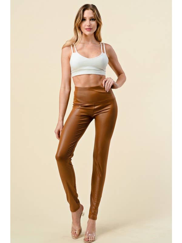 MIO WHOLESALE - Wholesale Fashion Leggings - Women's - PPU05 HIGH RISE VEGAN LEATHER LEGGINGS2