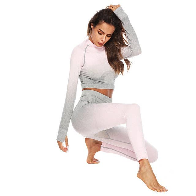 React Activewear - Wholesale Athletic/Lounge Leggings - Women's - React Seamless Ombre Legging - Light Pink/Grey