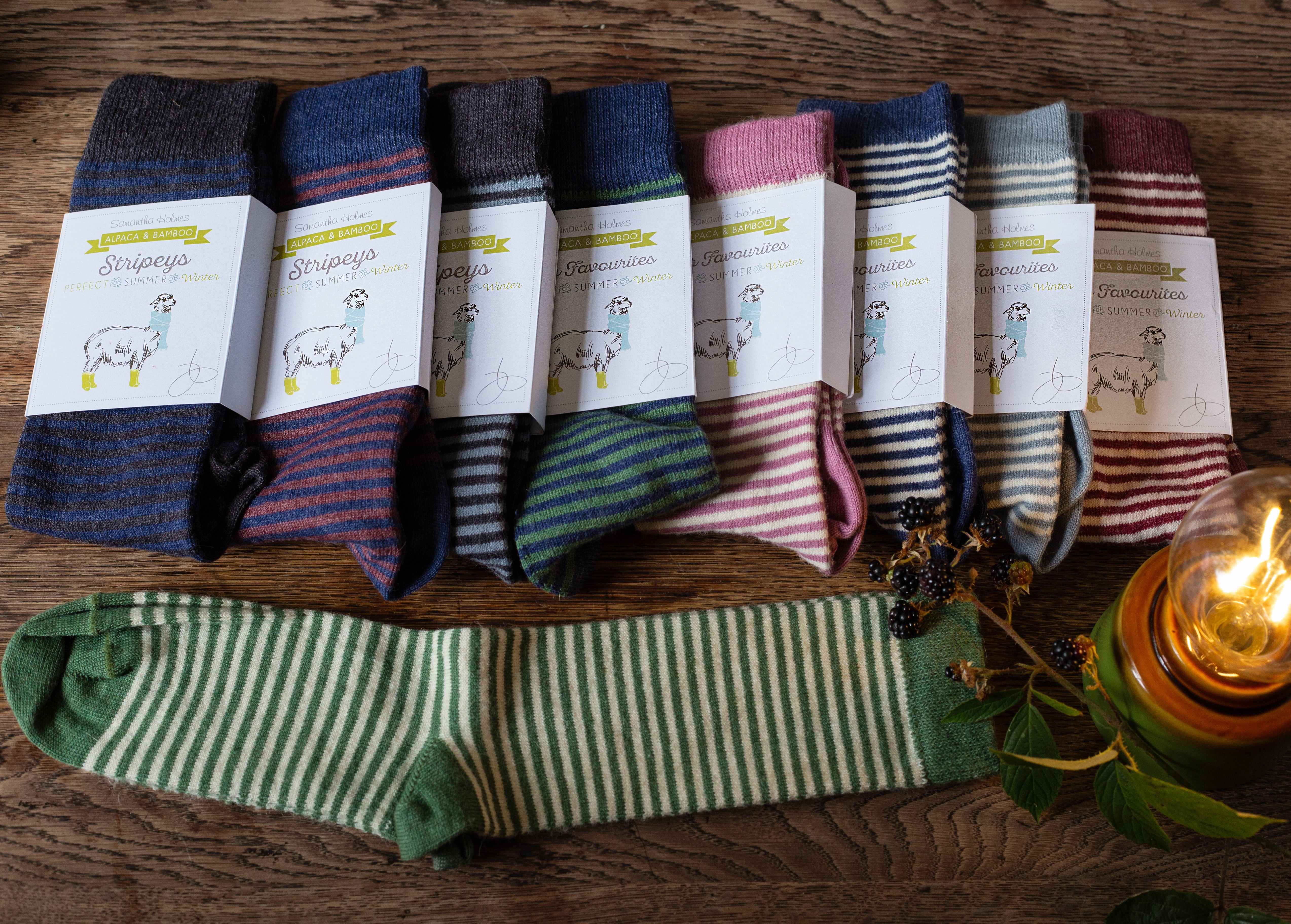 Samantha Holmes Alpaca Clothing and Gifts - Wholesale Socks - Women's - Alpaca Stripey Socks7